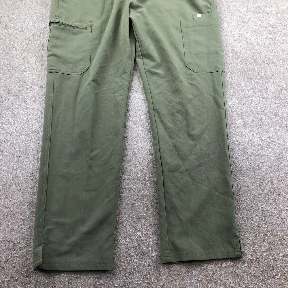 FIGS Scrub Pants Mens Large Green Straight Leg Drawstring Cargo Pockets Medical